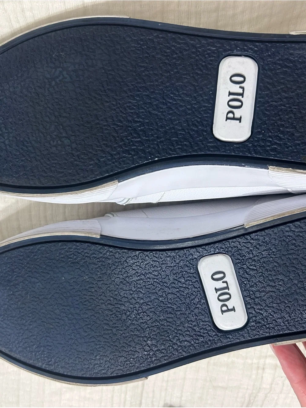 Polo by Ralph Lauren White Leather Sneakers with Navy Polo Logo